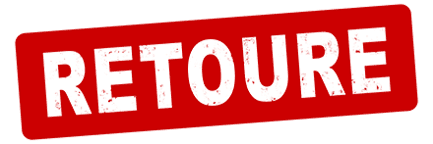 “Retoure” weiße Schrift auf rotem Hintergrund